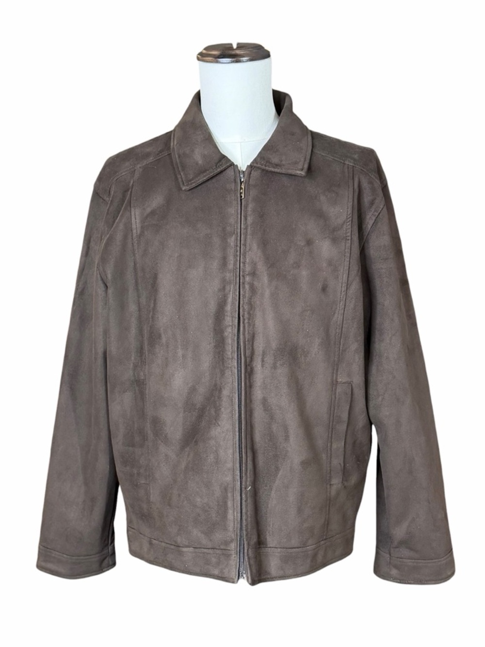 Emporio Roma Milano Italy Dark Brown Suede Bomber Jacket - Size Large